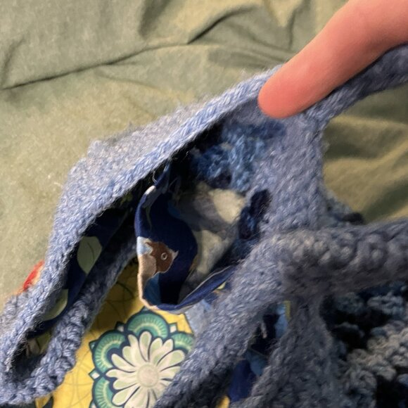 Vintage Handmade Granny Square Crochet Patchwork Tote Bag Cottagecore Cozy Boho - Picture 7 of 7